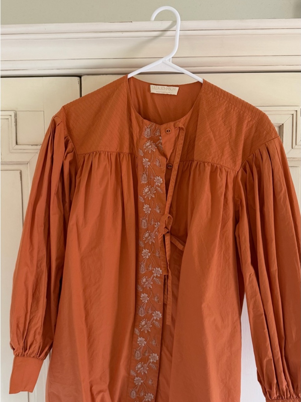 Ulla Johnson Embroidered Orange Tunic Blouse - Picture 3 of 5